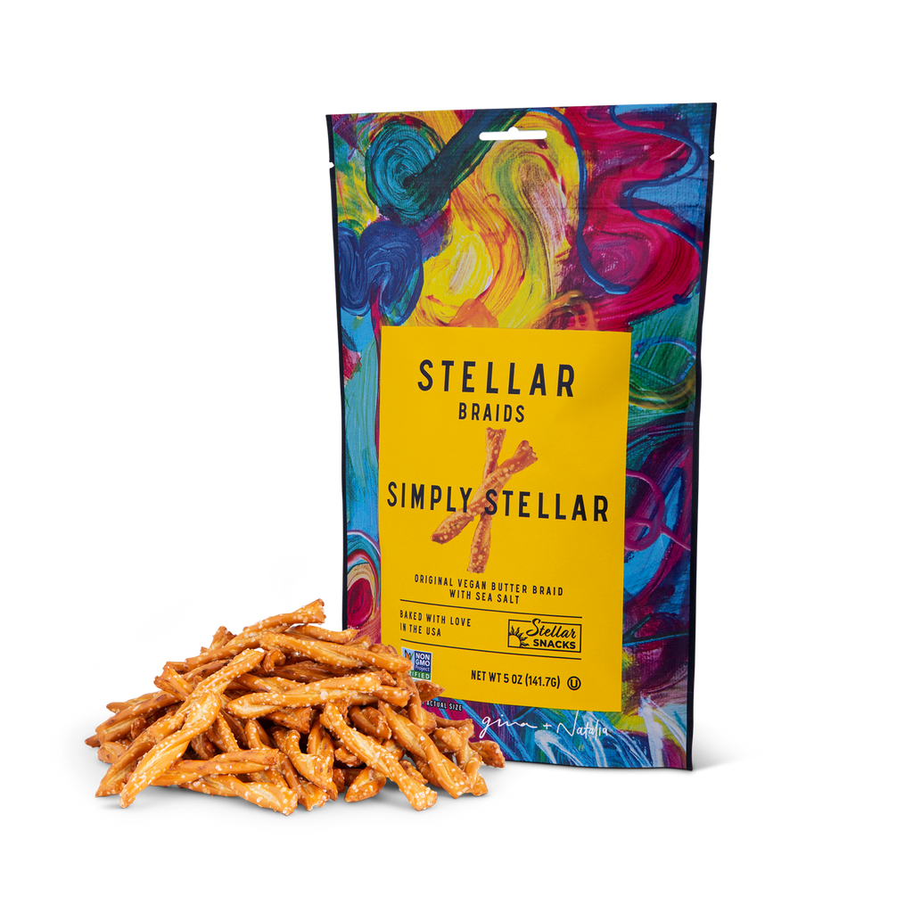 An image of Stellar Snacks' 5 ounce Simply Stellar pretzels
