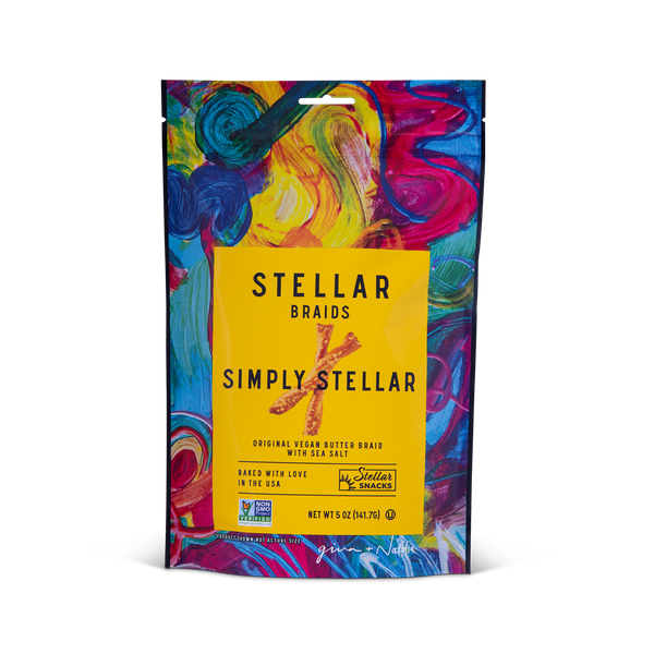 An image of Stellar Snacks' 5 ounce Simply Stellar pretzels